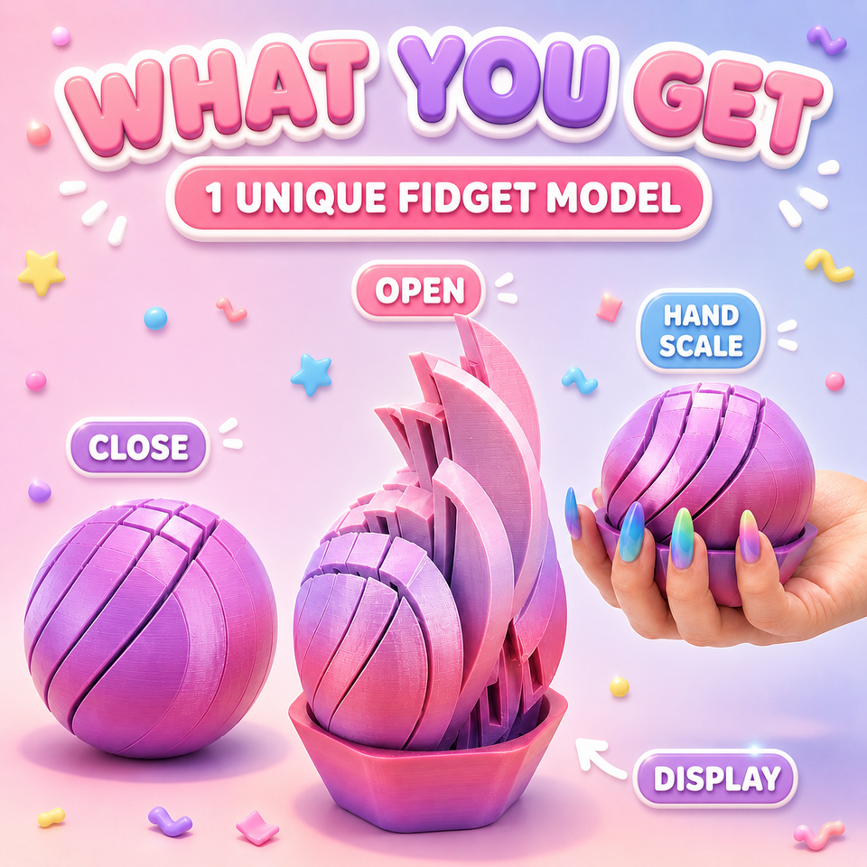 Slime Ball Fidget Toy - hand scale, open and closed modes