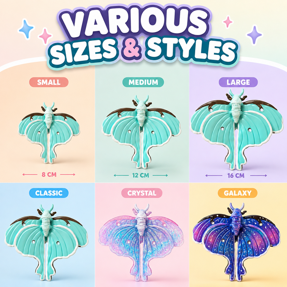 Flexi Luna Moth alternate colors, brown, blue, pink, black and lavender