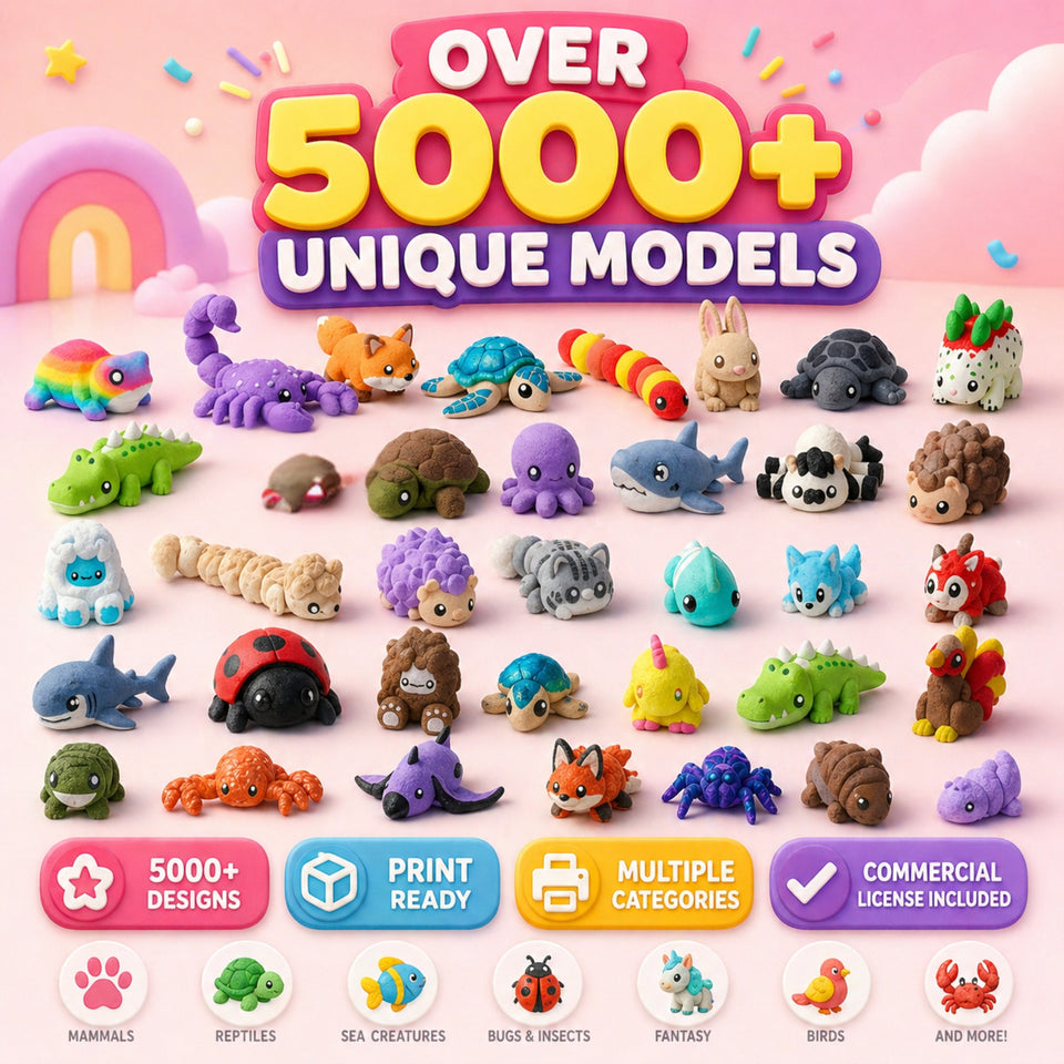 5000+ Mini Flexi Animal STL Bundle | Articulated 3D Printing Files | Cute Flexible Toys | Commercial License Included