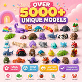 5000+ Mini Flexi Animal STL Bundle | Articulated 3D Printing Files | Cute Flexible Toys | Commercial License Included