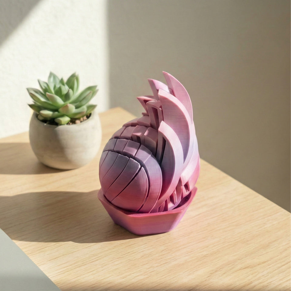 Slime ball fidget on wooden desk with plant