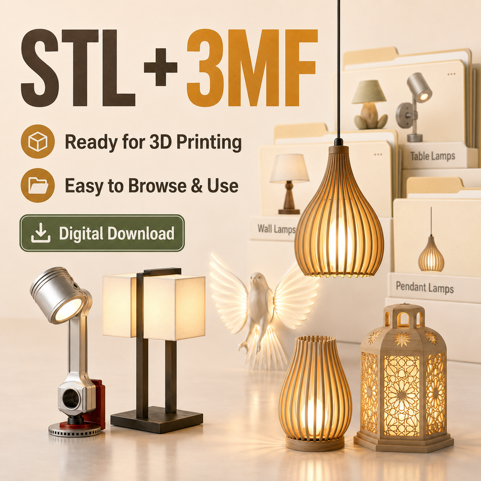 +25 GB Lamp STL AND 3MF Bundle commercial license included