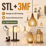 +25 GB Lamp STL AND 3MF Bundle commercial license included