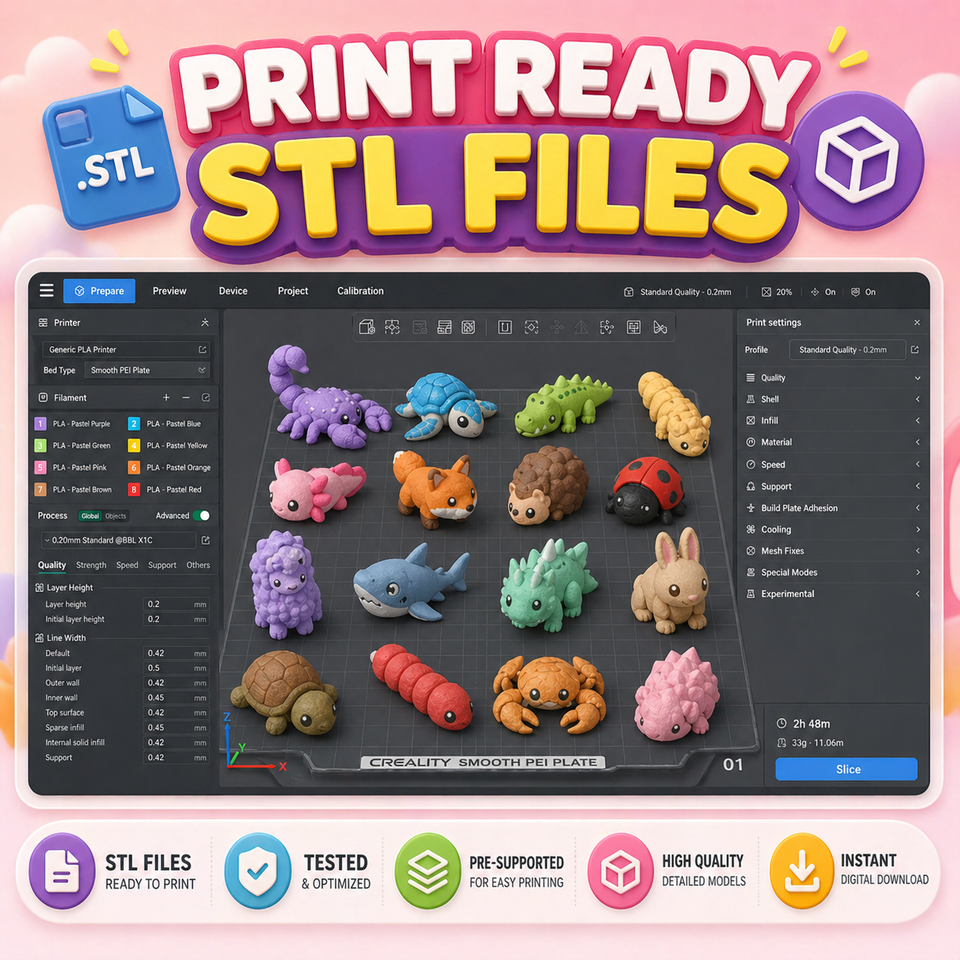 5000+ Mini Flexi Animal STL Bundle | Articulated 3D Printing Files | Cute Flexible Toys | Commercial License Included