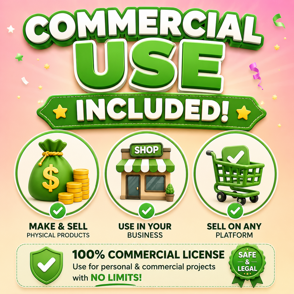 Keychain STL commercial license graphic