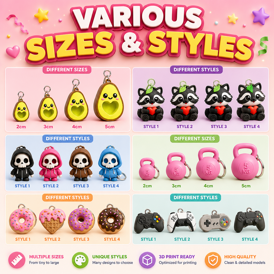 Keychain designs sizes and styles