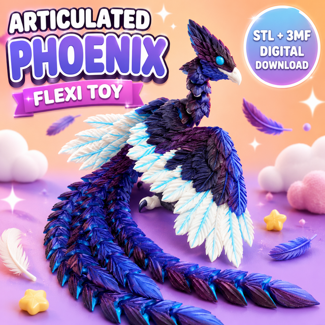 Articulated Phoenix flexi bird 3D printable STL and 3MF - featured image