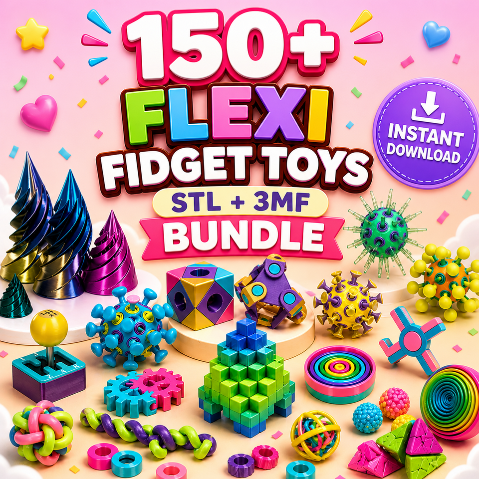 150+ flexi fidget toys STL 3D printing digital bundle product cover