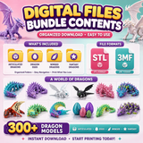 Dragon model bundle content overview with winged dragons fantasy dragons and eggs