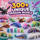 Gallery of 300 plus fantasy 3D printable dragon model designs