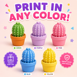 Cactus fidget design shown as an illustration in five possible filament colors