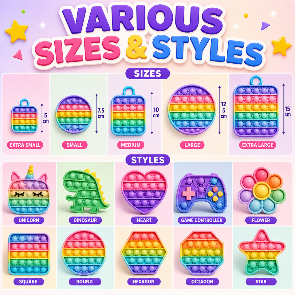 Examples of clicker fidget shapes and sizes that may be adjusted in a slicer