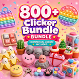 800+ Clicker Fidget STL digital download bundle featuring colorful clicker models